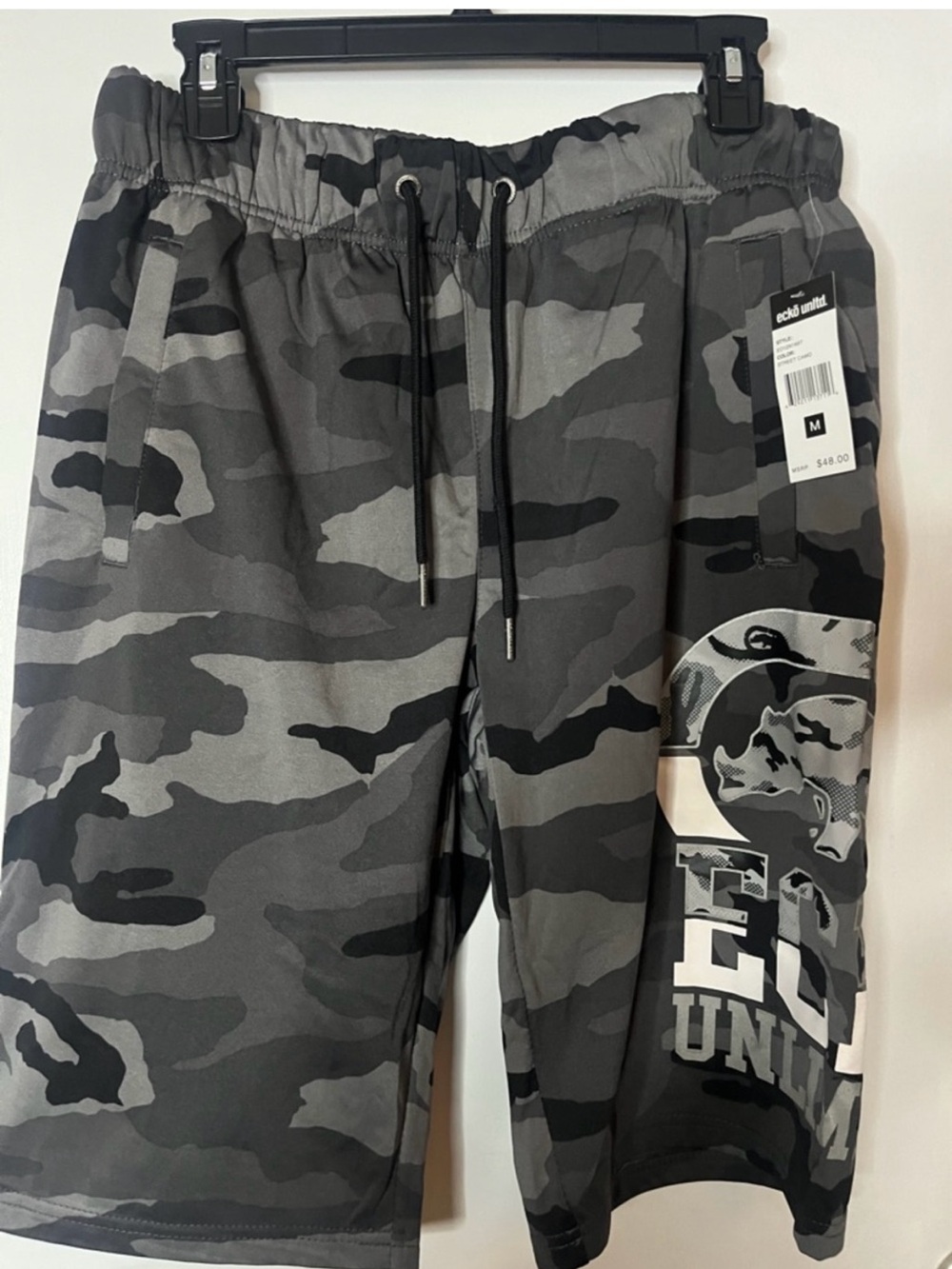 Ecko Unlimited Gray and Black Camo Boys' Athletic Shorts